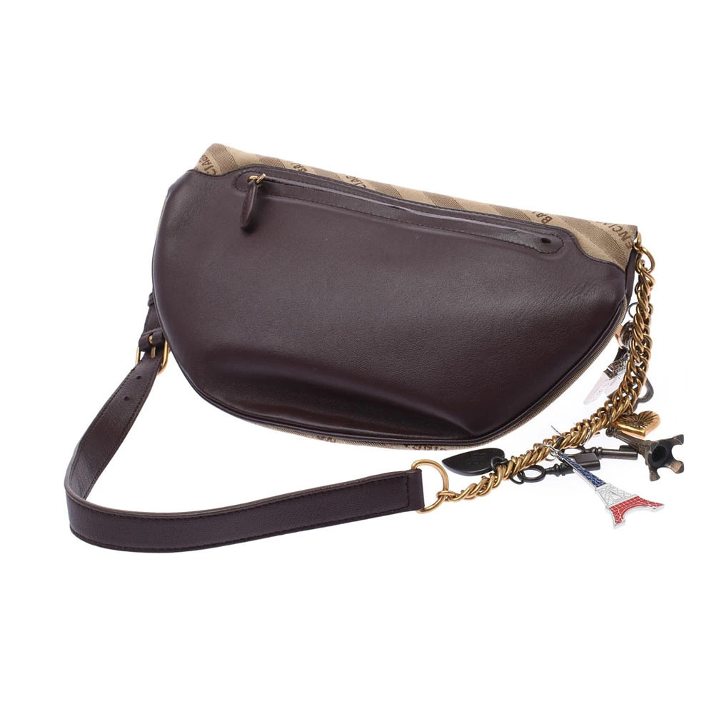 Balenciaga Belt Canvas Souvenir Khaki Charm Body Brown Calfskin Green Brown